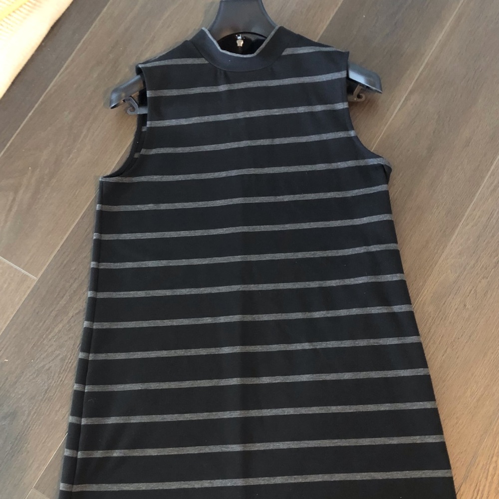 Fall fun dress, Black w/ gray stripe, size 12